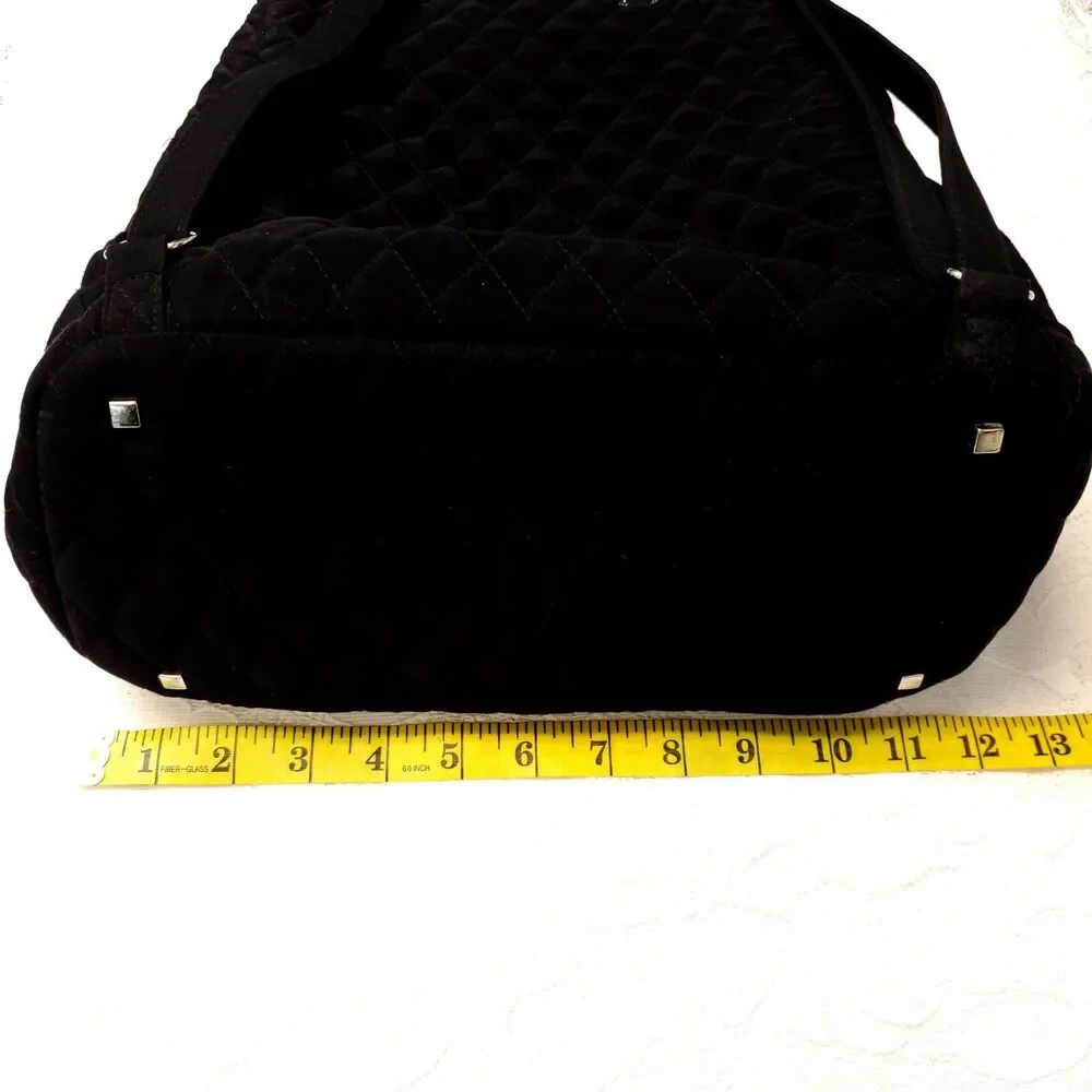 Vera Bradley Essential Classic Black Microfiber Backpack Quilted Bag Purse